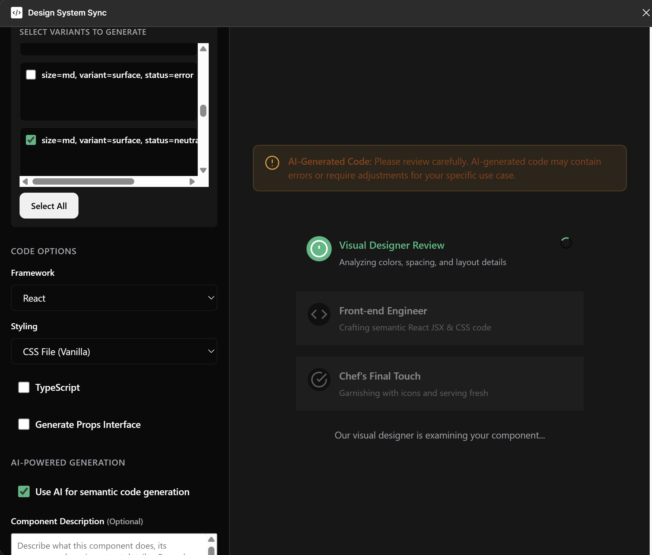 AI Generation Process - Loading Steps
