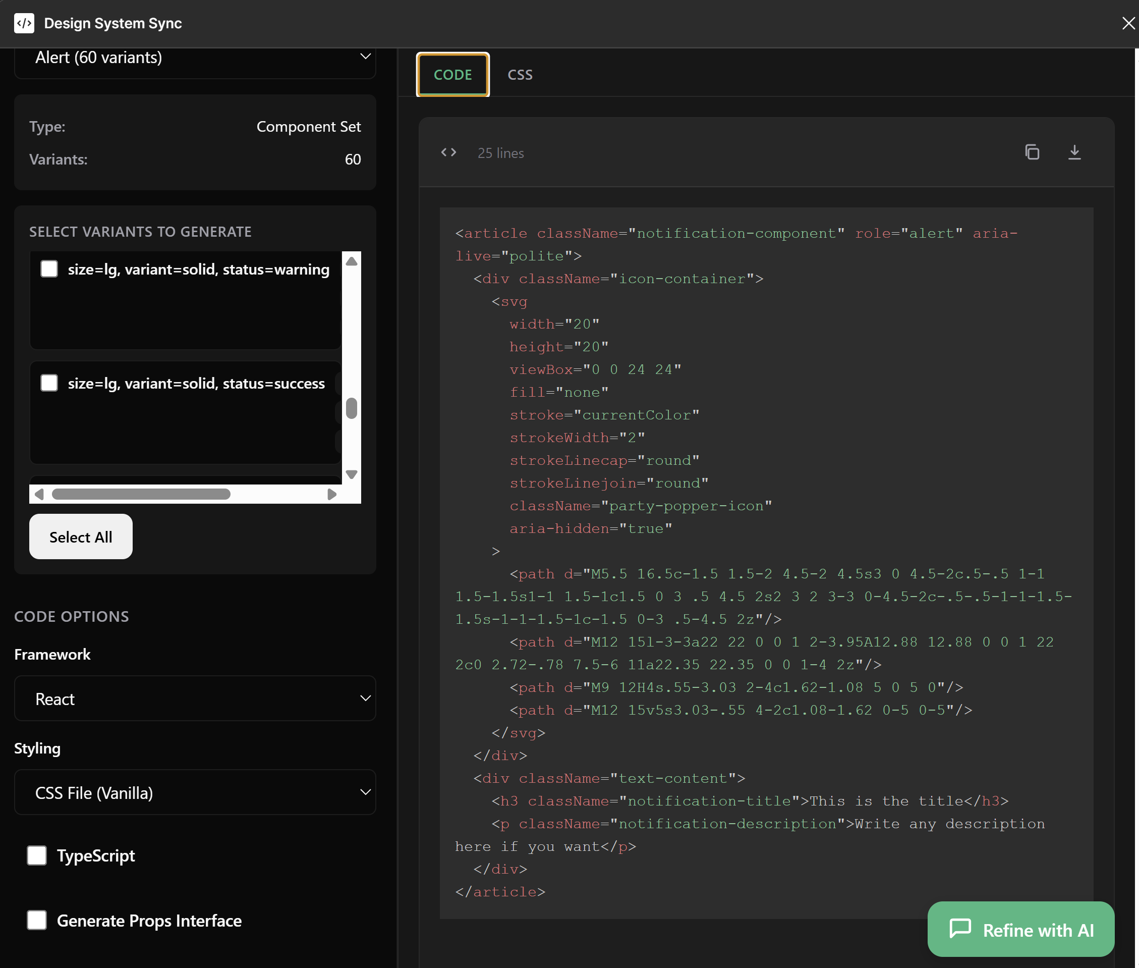 AI Code Generation - Generated React Code