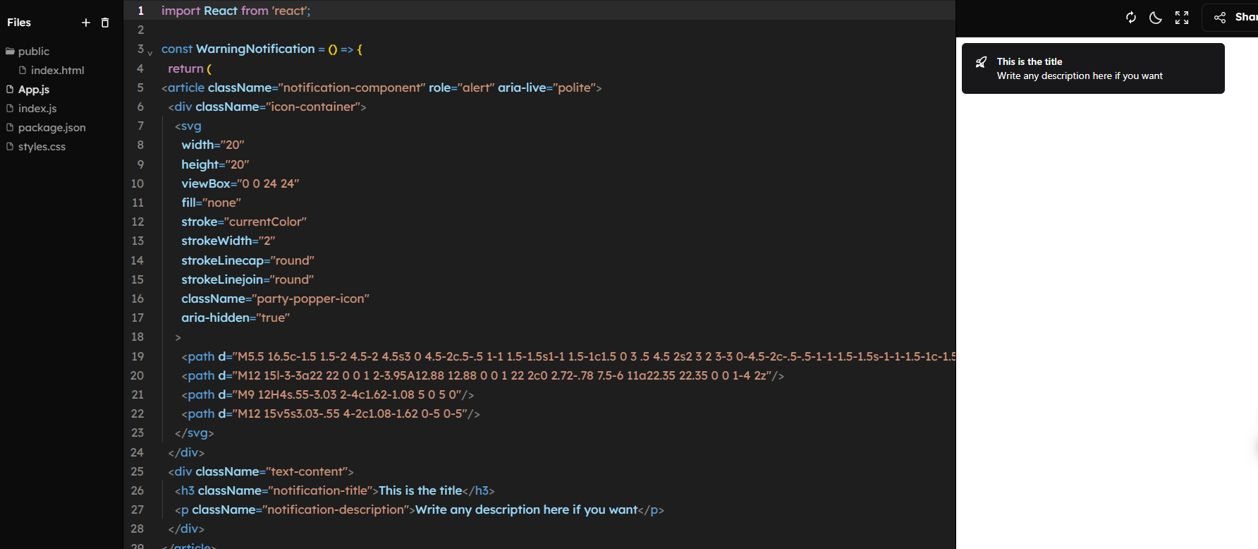 Code Gen — Full StackBlitz preview with code editor